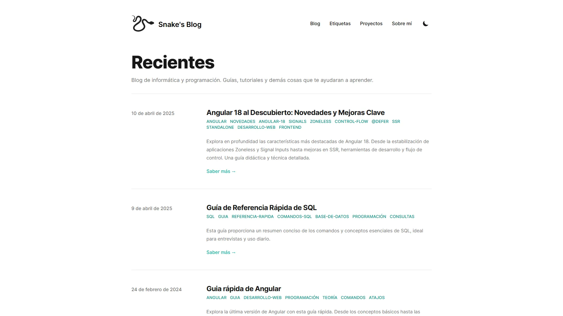 Screenshot of Blog